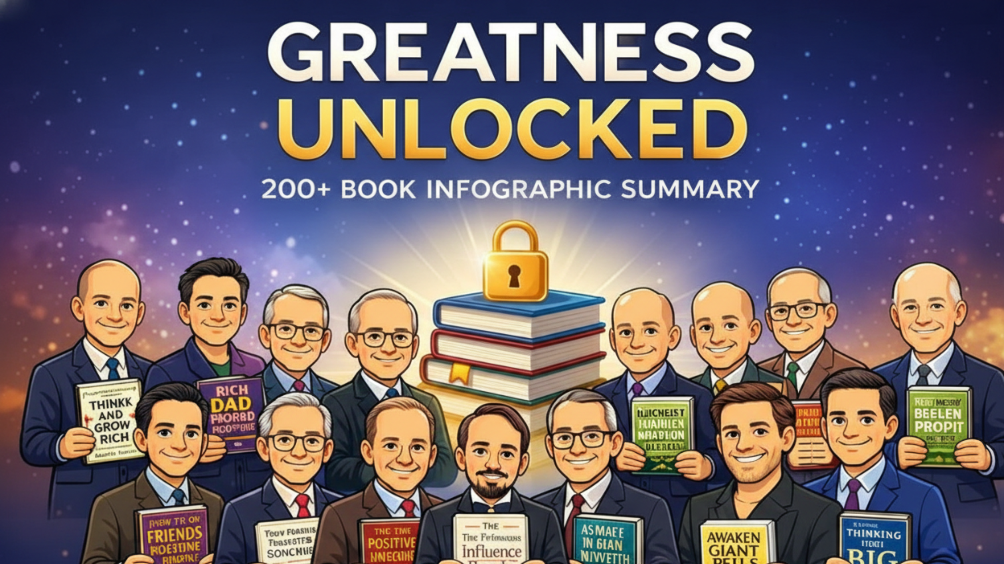 GREATNESS UNLOCKED - 200+ Book Summary Infographics for Mindset, Success & Personal Growth